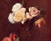 Roses in a Vase - 亨利·方丹·拉图尔